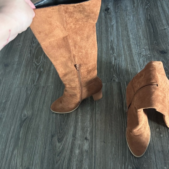 Brown Suede Knee-High Boots - Picture 2 of 3
